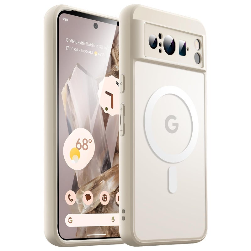 JETech Magnetic Case for Google Pixel 8 Pro 6.7-Inch 2023, Compatible with MagSafe, Translucent Matte Back Shockproof Phone Cover (Porcelain) - Image 1