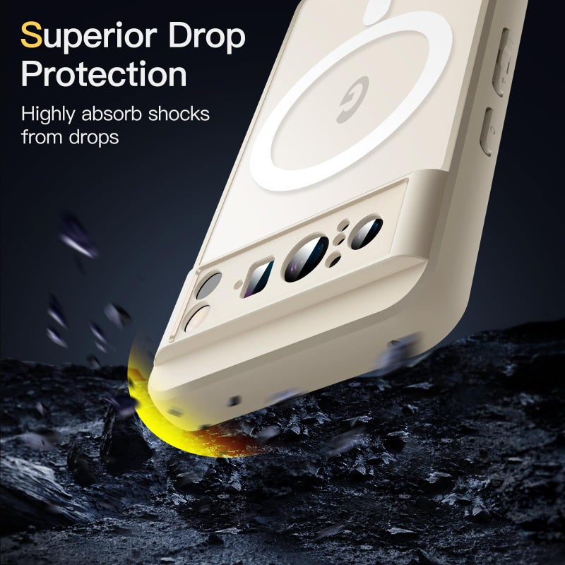 JETech Magnetic Case for Google Pixel 8 Pro 6.7-Inch 2023, Compatible with MagSafe, Translucent Matte Back Shockproof Phone Cover (Porcelain) - Image 4