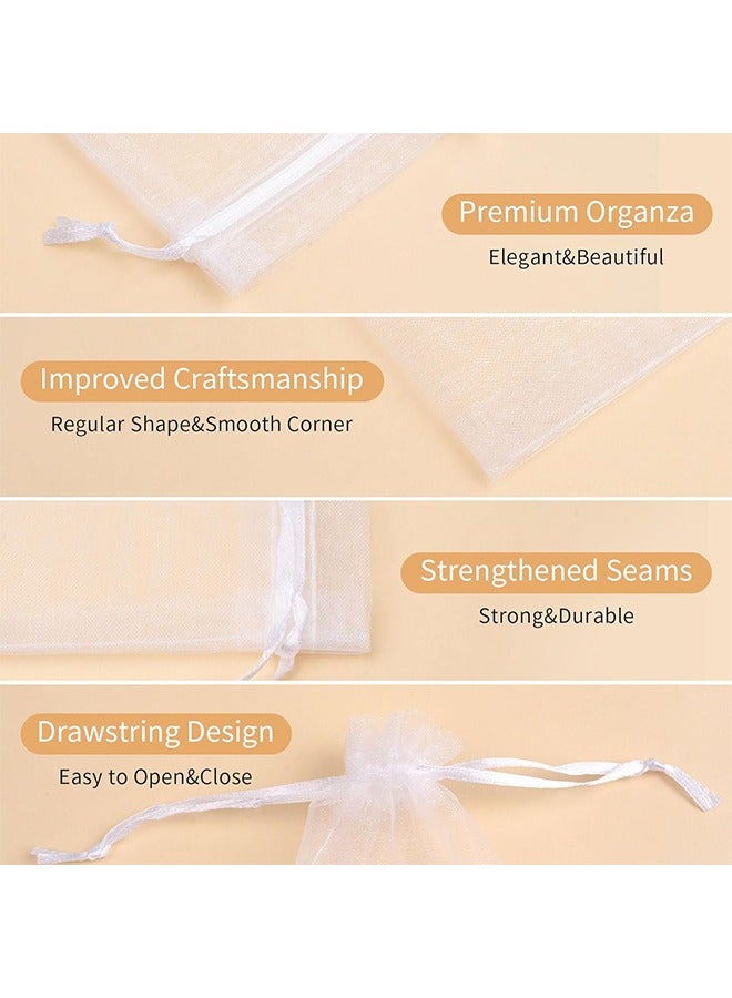اتش واي 100 قطعة أكياس مجوهرات الأورجانزا 8 × 10 سم ، أكياس هدايا شبكية صغيرة برباط حقائب صغيرة لحفل زفاف صالح حلوى المجوهرات (أبيض) - Image 3
