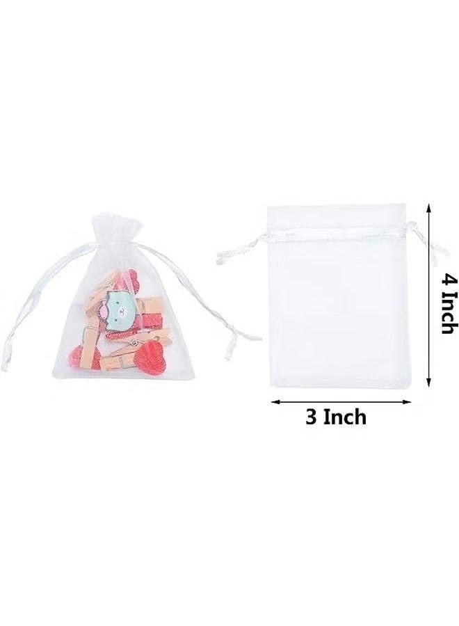 اتش واي 100 قطعة أكياس مجوهرات الأورجانزا 8 × 10 سم ، أكياس هدايا شبكية صغيرة برباط حقائب صغيرة لحفل زفاف صالح حلوى المجوهرات (أبيض) - Image 2