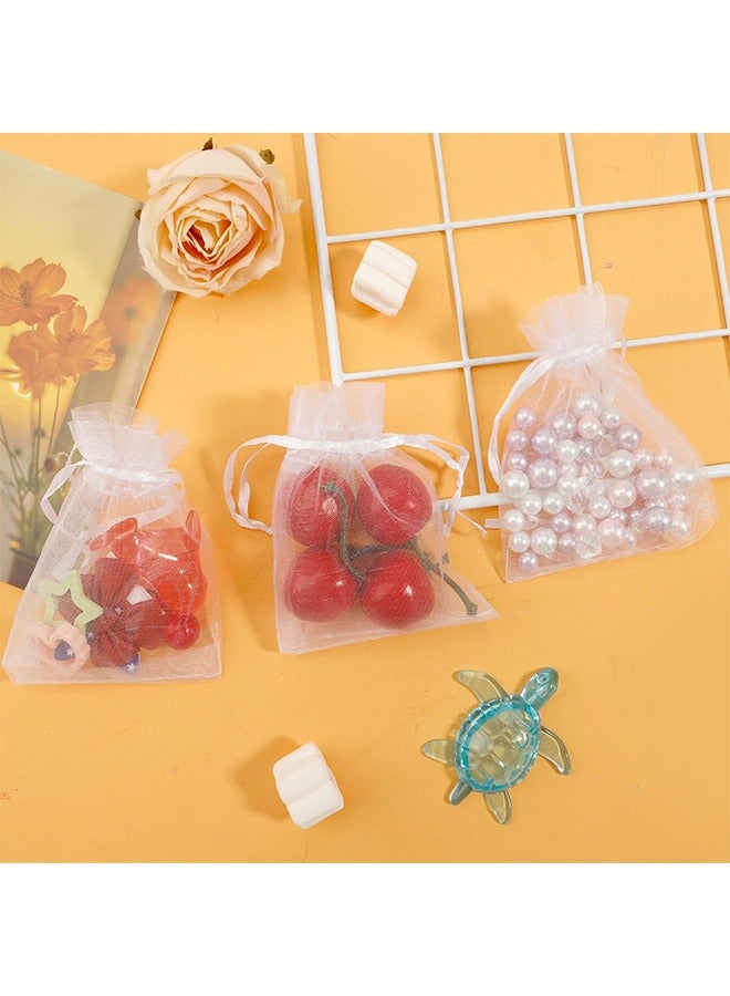 اتش واي 100 قطعة أكياس مجوهرات الأورجانزا 8 × 10 سم ، أكياس هدايا شبكية صغيرة برباط حقائب صغيرة لحفل زفاف صالح حلوى المجوهرات (أبيض) - Image 4