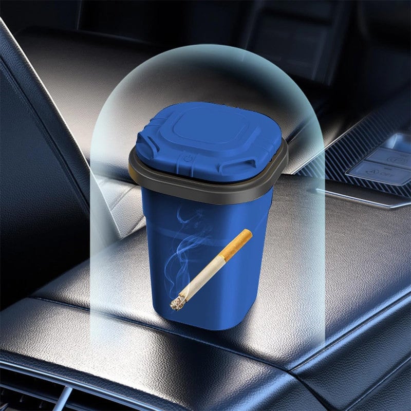Car Cup Holder Ashtray with LED Light – Portable Smokeless Ashtray with Smoke Blocking Lid, Detachable Inner Tray, Fire Resistant Material, Easy Clean Design, Universal Fit Car Cup Holder Ashtray for Cars, SUVs, Trucks - Image 1