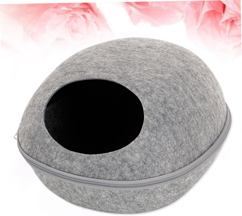 HANABASS Creative Circle Gray Felt Dog Bed Cushion for Cats and Dogs Removable and Washable Kennel for Indoor Use Soft Material for Comfort - Image 3