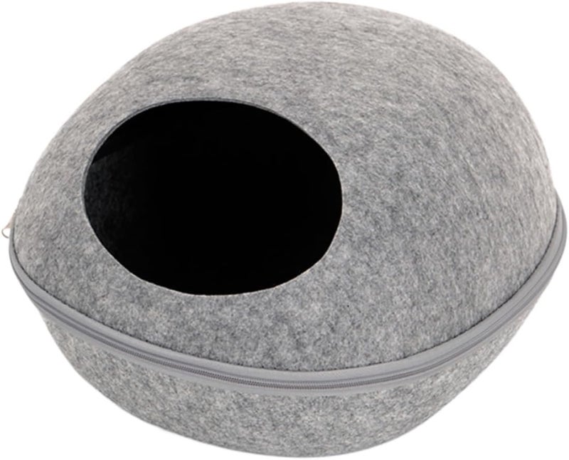 HANABASS Creative Circle Gray Felt Dog Bed Cushion for Cats and Dogs Removable and Washable Kennel for Indoor Use Soft Material for Comfort - Image 1