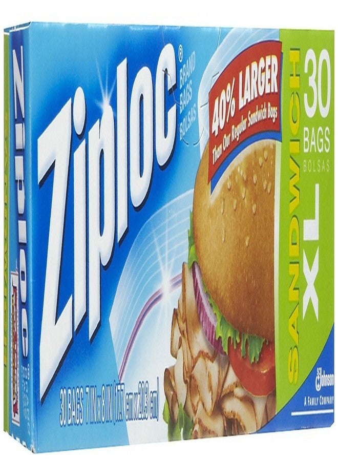 Ziploc Sandwich Bags, X-Large, 30-Count (Pack of 12) - Image 2