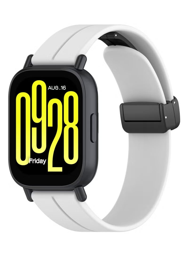 حزام لساعة Redmi Watch 5 Active/Lite، حزام ساعة بديل من السيليكون الأبيض بمشبك مغناطيسي قابل للطي - Image 1