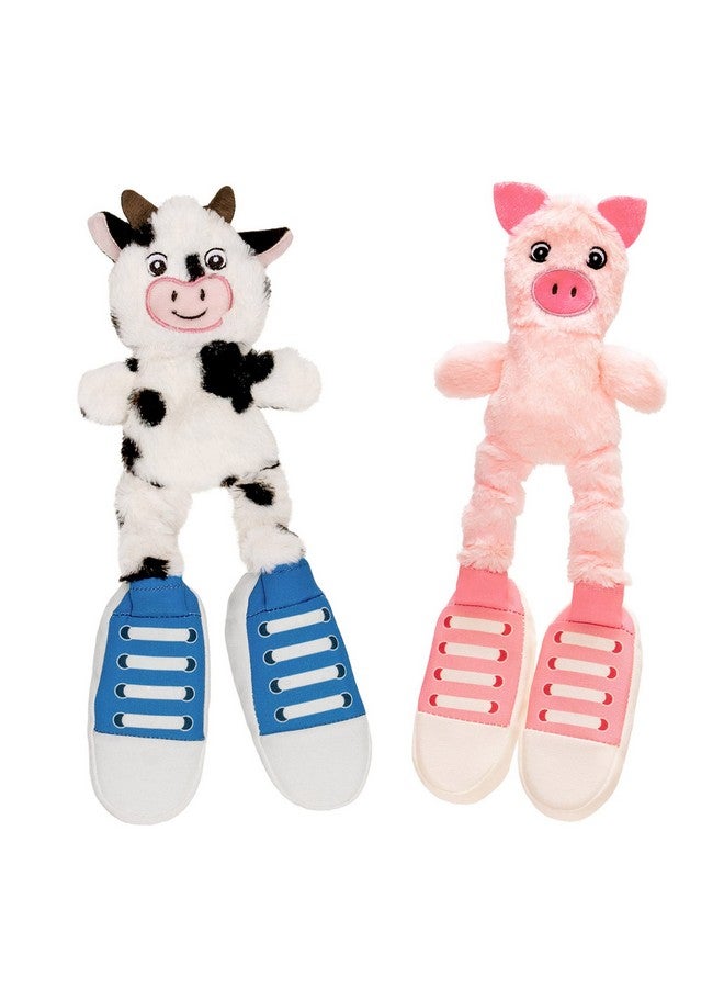 Pet Factory Pet Factory Squeaky Sneakers Bungee Tug Plush Dog Toy, Randomly Selected - Cow OR Pig, One Size  - Image 1
