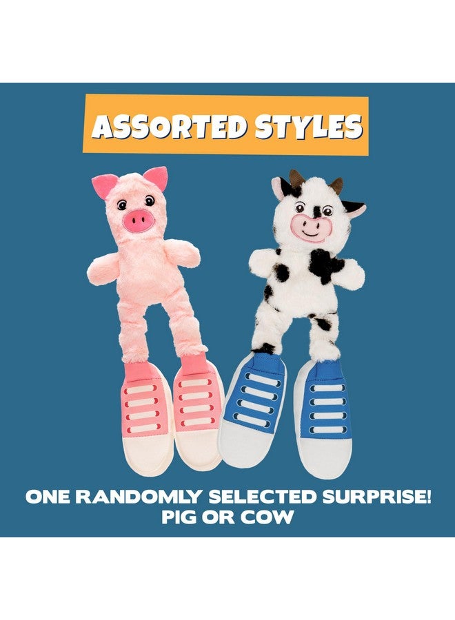 Pet Factory Pet Factory Squeaky Sneakers Bungee Tug Plush Dog Toy, Randomly Selected - Cow OR Pig, One Size  - Image 3