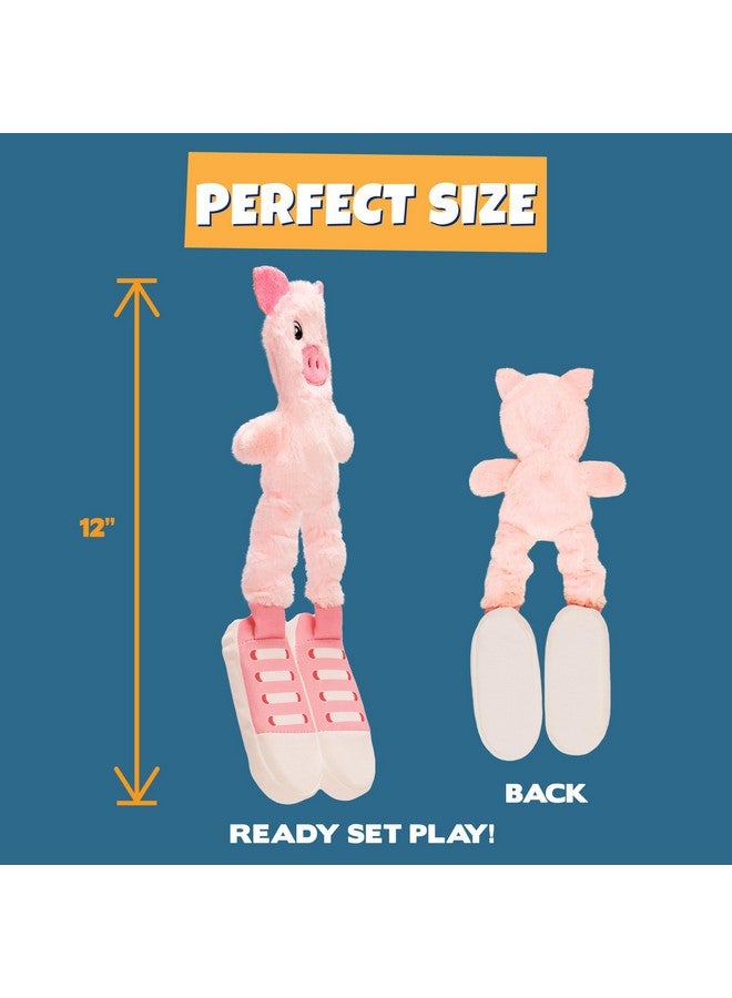 Pet Factory Pet Factory Squeaky Sneakers Bungee Tug Plush Dog Toy, Randomly Selected - Cow OR Pig, One Size  - Image 4