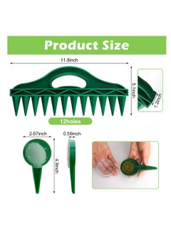 Generic 2 Pack Sowing Seeds Dispenser Set, 12 Holes Seed-in Soil Digger Planter, Garden Seed Spacer, Adjustable Hand Hold Sowing Seeds Dispenser, Seedlings Dibber, Green  - Image 2