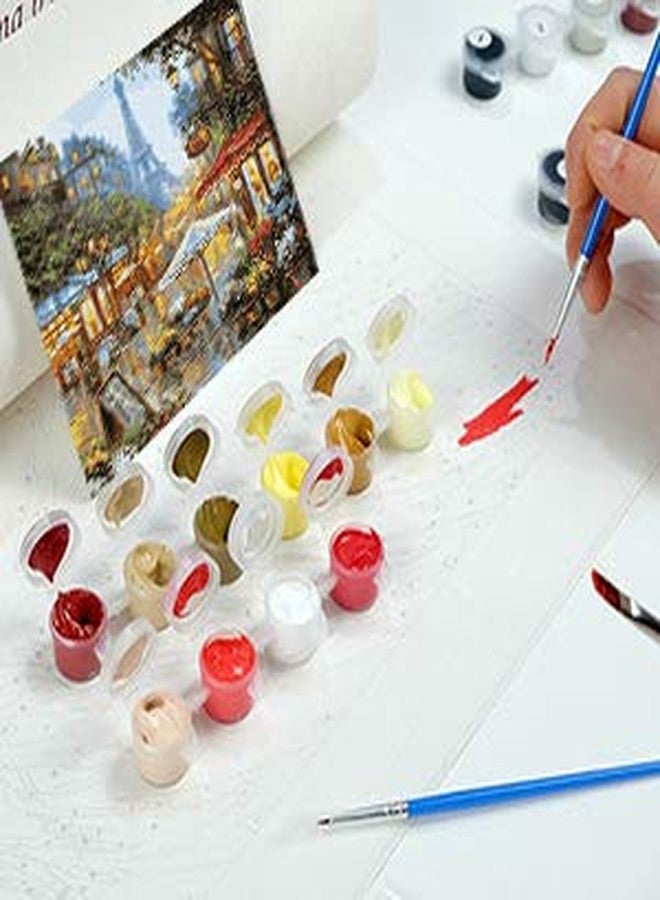 مجموعة الرسم بالأرقام من نيوسايت للكبار والصغار والمبتدئين، مجموعة هدايا الرسم بالأكريليك، تتضمن فرشاة رسم (16 × 20 بوصة، شارع تحت برج إيفل) - Image 5