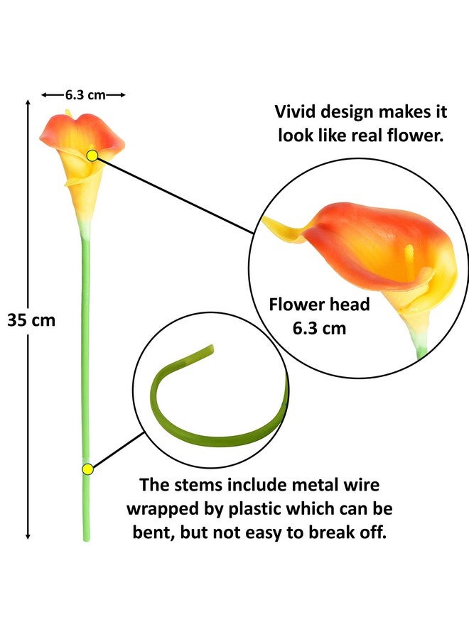 Tdas Artificial Lily Flowers Plants Home Decor Items Flower Plant for vase Living Room Hall Bedroom Decorative Decoration - 34 CM Long (Pot Not Included) (Orange, 5 Pcs) - Image 4