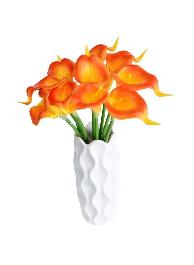 Tdas Artificial Lily Flowers Plants Home Decor Items Flower Plant for vase Living Room Hall Bedroom Decorative Decoration - 34 CM Long (Pot Not Included) (Orange, 5 Pcs) - Image 1