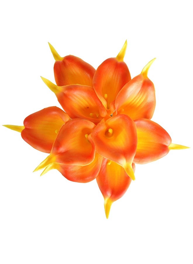 Tdas Artificial Lily Flowers Plants Home Decor Items Flower Plant for vase Living Room Hall Bedroom Decorative Decoration - 34 CM Long (Pot Not Included) (Orange, 5 Pcs) - Image 2