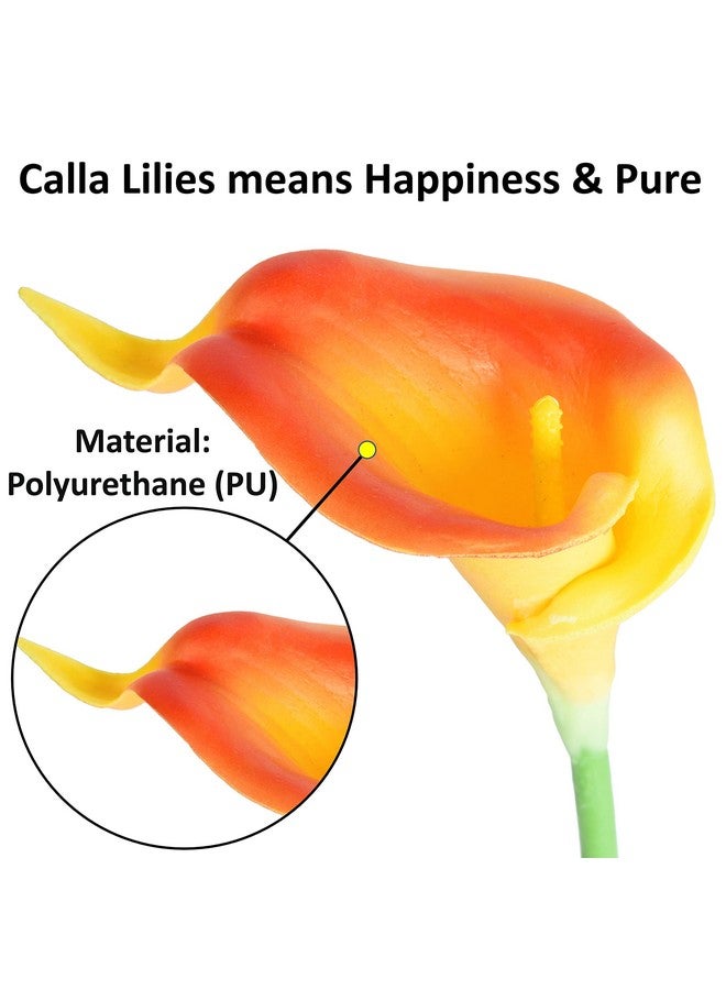 Tdas Artificial Lily Flowers Plants Home Decor Items Flower Plant for vase Living Room Hall Bedroom Decorative Decoration - 34 CM Long (Pot Not Included) (Orange, 5 Pcs) - Image 5