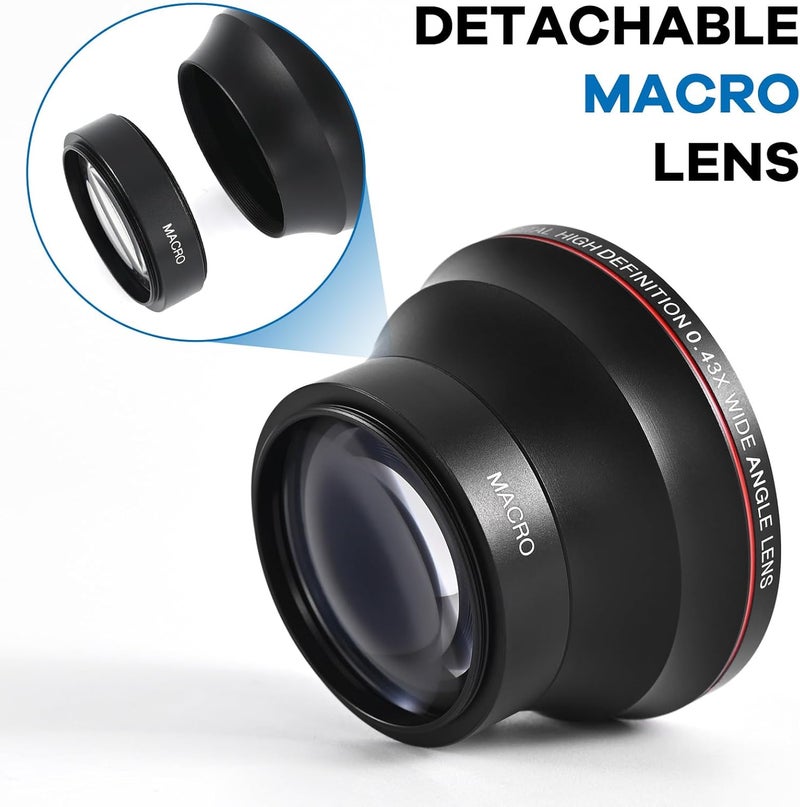 Lightdow 49MM 0.43x Add-on HD Lens High Defination Wide Angle + Macro Part for Canon EOS M M2 M3 M5 M6 M10 M50 M100 M200, M6 Mark II, M50 Mark II Mirrorless Cameras (φ49mm) - Image 2