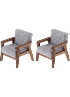 silvercnc 2PCS Wooden Miniature Dollhouse Sofa Dollshouse  - Image 1