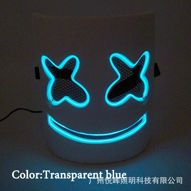 Baoda Electronic Music Festival Marshmallow Dj Headgear Cos Halloween Luminous Mask Led Luminous Marshmallow Headgear - Image 1