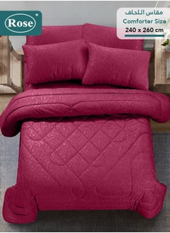 Rose ROSE Luxurious Flory Comforter, Premium Cotton Alternative Microfiber, Set of 6 pieces, Super Soft Cozy Breathable Cooling Lightweight, King size 260x240 cm, Burgundy  - Image 3