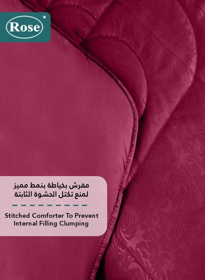 Rose Luxurious Flory Comforter Set, High Quality Microfiber, 6 pieces, Super Soft Cozy Breathable Cooling, King size 240x260 cm, Burgundy - Image 5