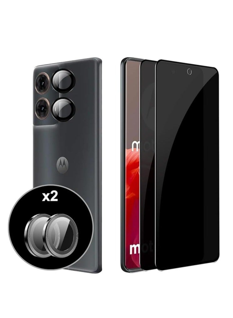 عام 【عبوة من 2】 واقي شاشة للحماية من التجسس متوافق مع Motorola Moto G85 5G مع 【عبوة من 2】 واقي لعدسة الكاميرا الخلفية، زجاج مقوى، مقاوم للخدوش، خالٍ من الفقاعات الهوائية - Image 1