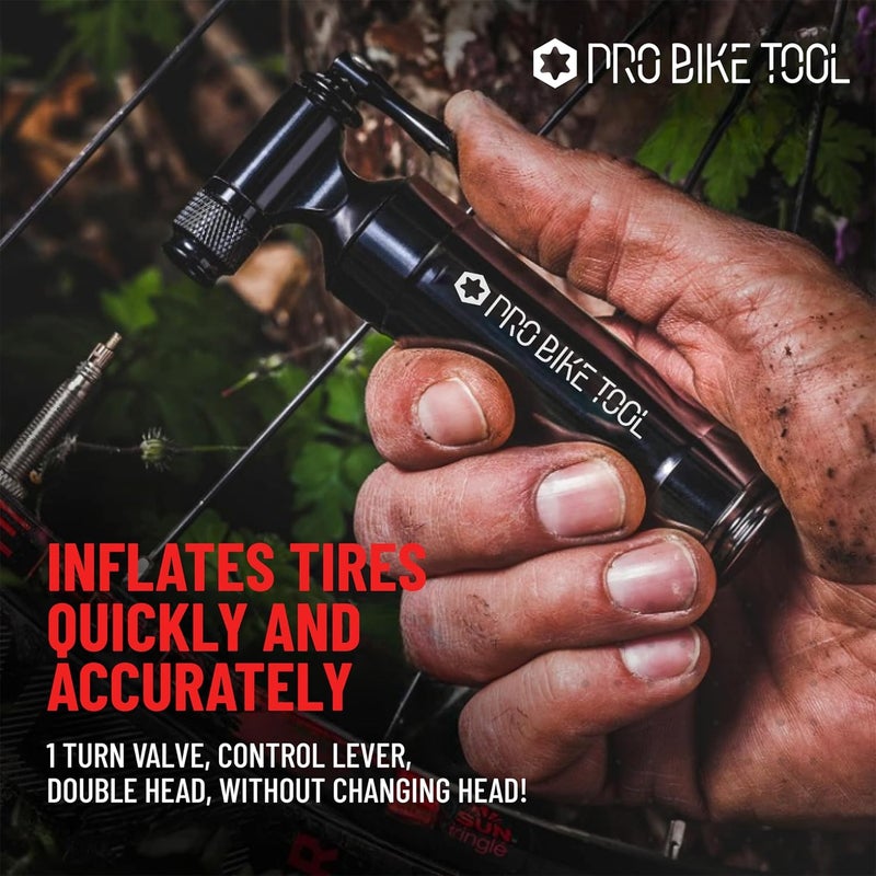 Pro Bike Tool CO2 Inflator with Cartridge Storage Canister Quick, Easy and Safe - for Presta and Schrader - Bicycle Tire Pump for Road and Mountain Bikes - Image 2