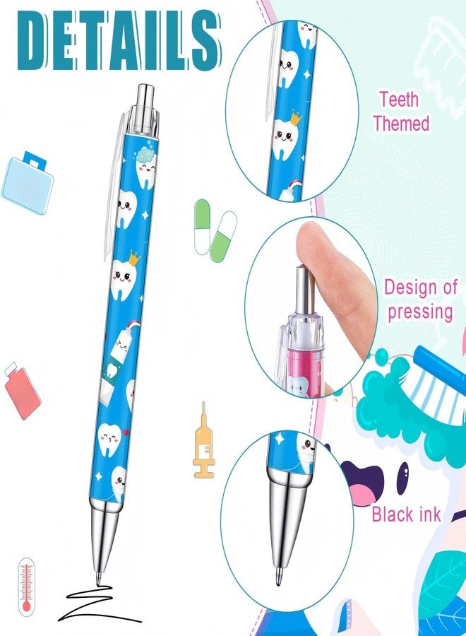 Watersay 30 Pcs Teeth Pens Bulk Dental Gifts Retractable Dentists Ballpoint Pen Black Ink with Paper Scroll Inside Dental Assistant Accessories Dentists Gifts for Office School Stationery - Image 3