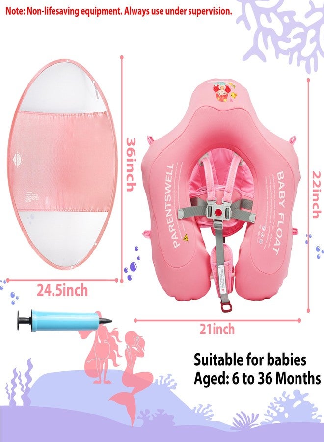 Parentswell Baby Pool Float with Canopy for Age 6-36 Months UPF50+, Soft Fabric-Covered Inflatable Baby Swim Float with Anti-Tip Safety Seat, Infant Swimming Float Toddler Floaties UV Protection for Boys Girls - Image 3