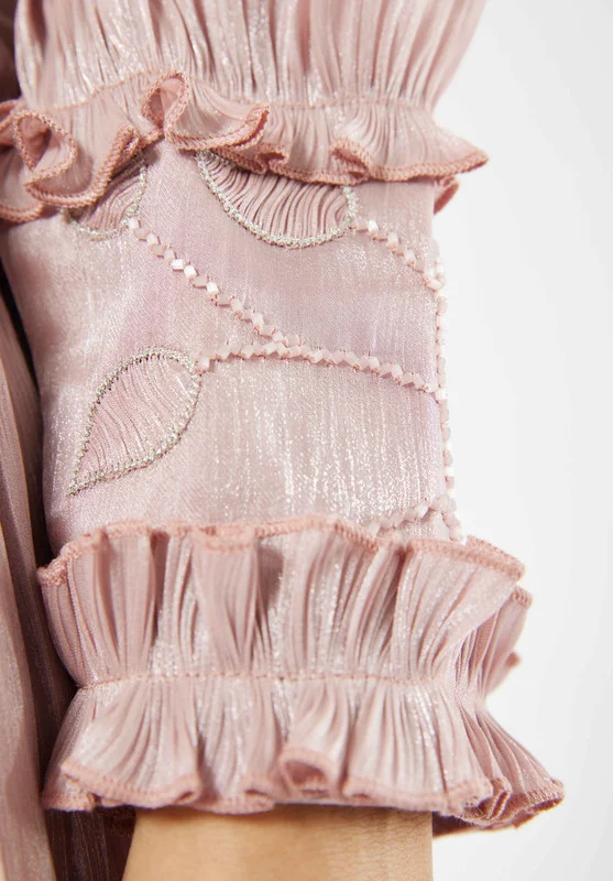امري Long Embellished Dress with Statement Cuff