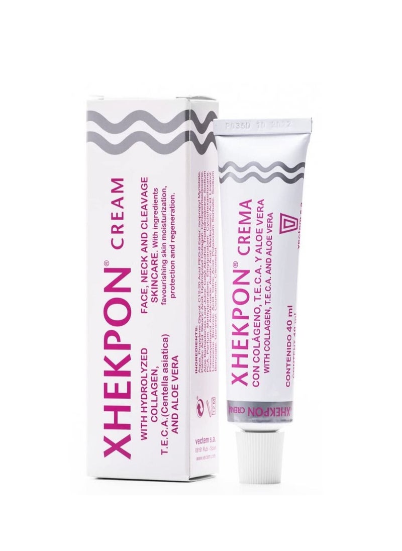 XHEKPON Face, Neck and Cracks Cream - Hydrolyzed Collagen and Aloe Vera Cream Anti-Aging Cream 40ml - Helps to Moisturize, Protect and Regenerate the Skin  - Image 1