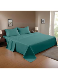 Rest 3-Piece Teal Plush 160X220 Flat Bedsheet Set Includes 1 Deep Pocket Flat Bedsheet And 2 Pillow Covers, Breathable And Machine Washable  - Image 1