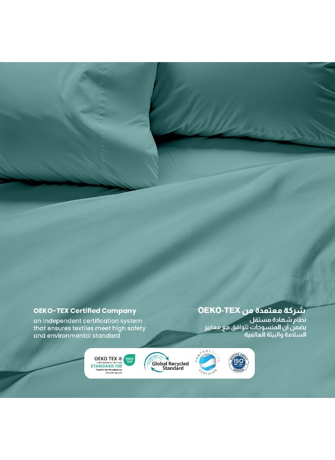 Rest - 3-Piece Teal Plush 160X220 Flat Bedsheet Set Includes 1 Deep Pocket Flat Bedsheet And 2 Pillow Covers, Breathable And Machine Washable - Image 1