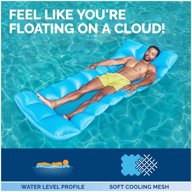 Swimways Comfort Cloud Pool Lounger with Fast Inflation  Headrest Pillow Oversized Inflatable Pool Floats for Adults - Image 3