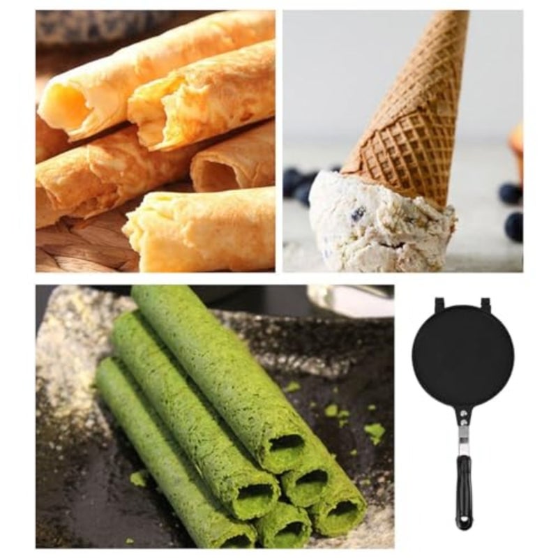 صانع لفافات البيض المنزلية، صانع مخروط الوافل من سبائك الألومنيوم على شكل دائري، صانع الوافل مقاس 6.5 بوصة، متعة حلوى العطلات، صانع وعاء الوافل لحلويات مخروط الوافل والآيس كريم - Image 5
