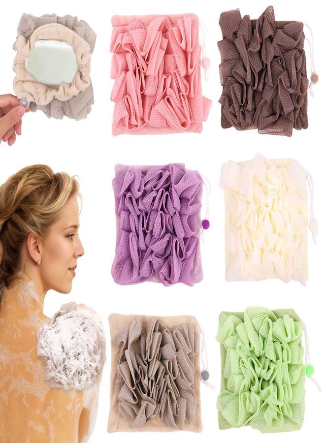 FRAMAD 6 Packs Wash Cloth Loofah for Bar Soap, 2 in 1 Loofah Sponge Washcloth Combo for Body Wash and Smooth Skin - Image 1
