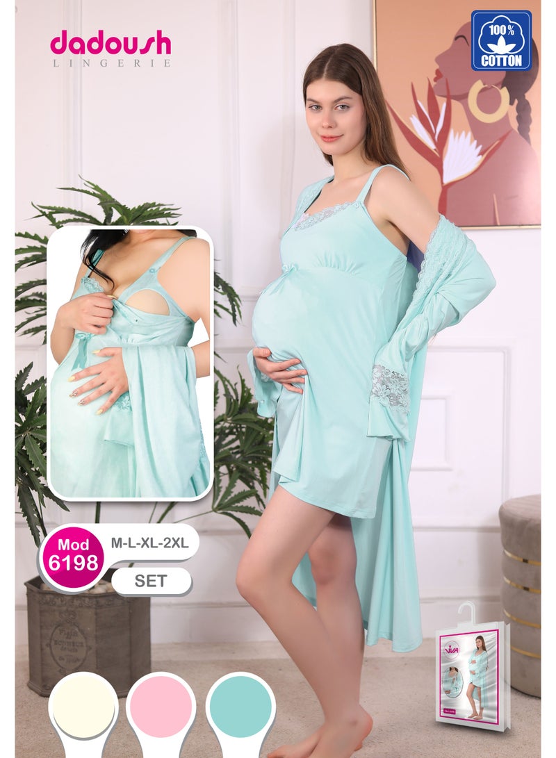 Dadoush A short, light blue nightgown with a simple, relaxed fit that gently highlights the belly and gives a comfortable, cuddly feel.  - Image 2