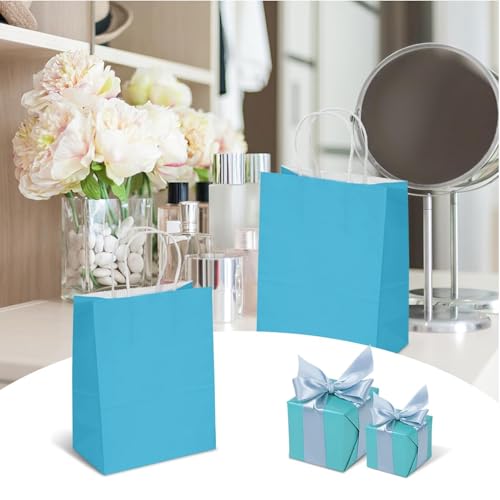 Aakriti Kraft Paper Gift Bags With Handle | 10 X 8 X 3 Inch | Durable & Stylish Gift Packaging | Perfect for Birthdays, Weddings, and Parties | Sky Blue, Pack of 10 - Image 5