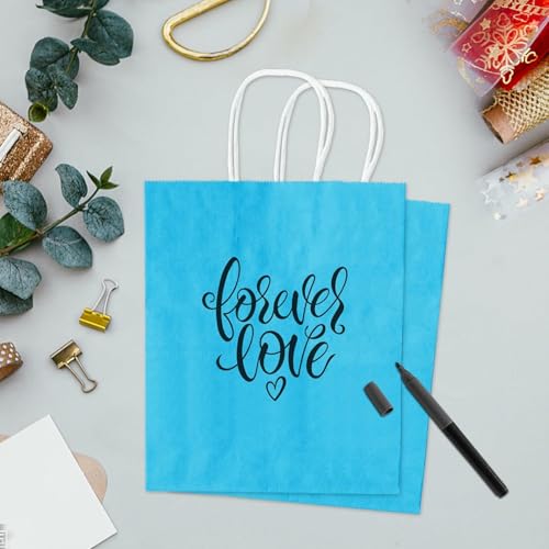 Aakriti Kraft Paper Gift Bags With Handle | 10 X 8 X 3 Inch | Durable & Stylish Gift Packaging | Perfect for Birthdays, Weddings, and Parties | Sky Blue, Pack of 10 - Image 4