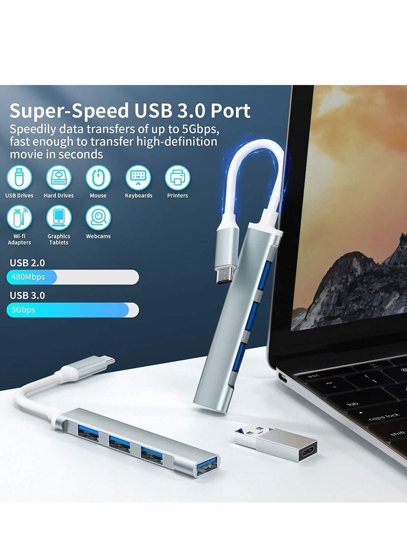 Excefore - USB C Hub, 4-Port USB C adapter with 3.0 and 2.0 port USB Extender Splitter for Mac Pro/mini, for Surface Pro, Desktop Computer PC, Notebook PC, Mobile HDD, etc. Extension, Type-C Docking Station - Image 1