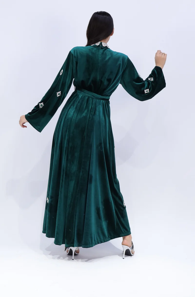 In Love Luxurious Velvet Women's Dress with Elegant Embroidery – Winter Collection