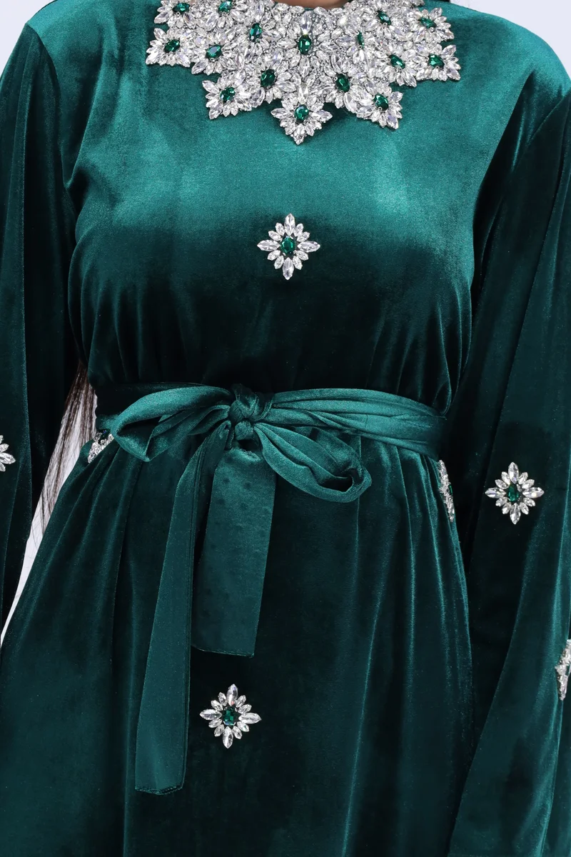 In Love Luxurious Velvet Women's Dress with Elegant Embroidery – Winter Collection