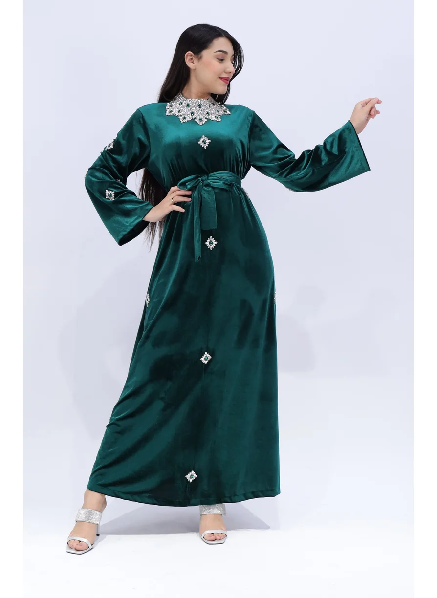 In Love Luxurious Velvet Women's Dress with Elegant Embroidery – Winter Collection