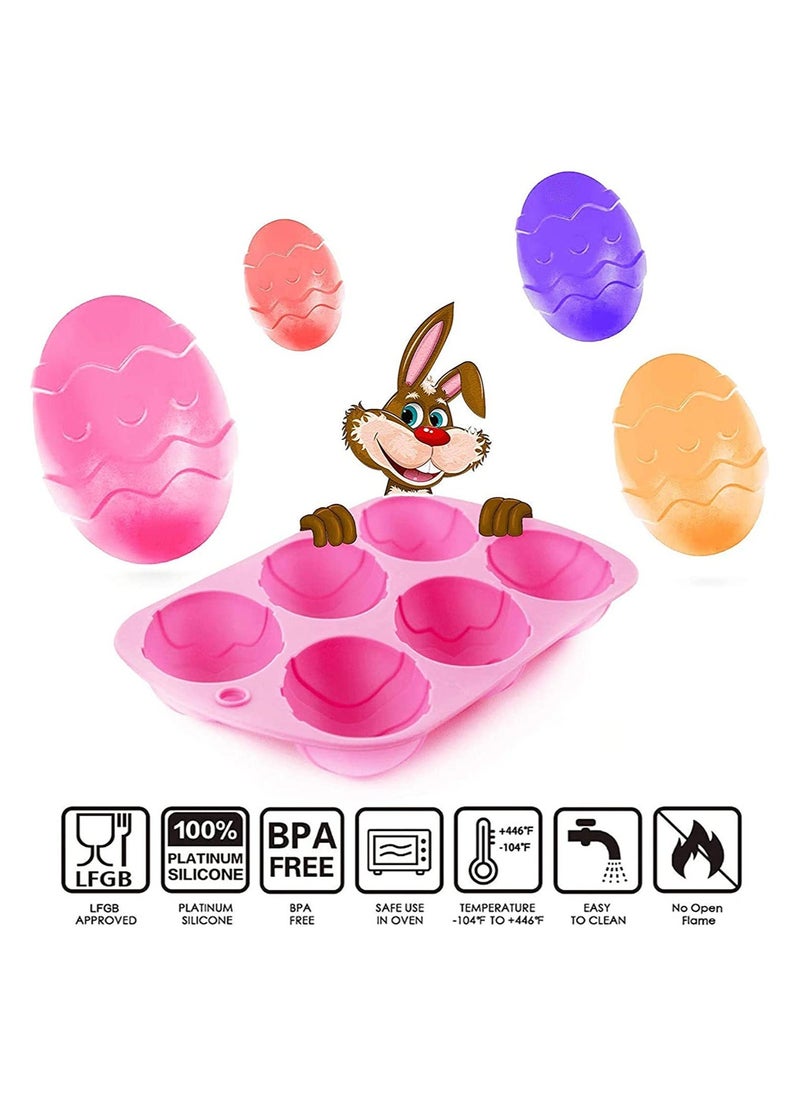 Generic - Eggs Silicone Mold 2 Pcs Chocolate Mold Half Egg Mold with 2 Wooden Hammers Chocolate Egg Mold Candy Cookie Mould Silicone Baking Mold for Party Jelly Ice Cube Chocolate - Image 1
