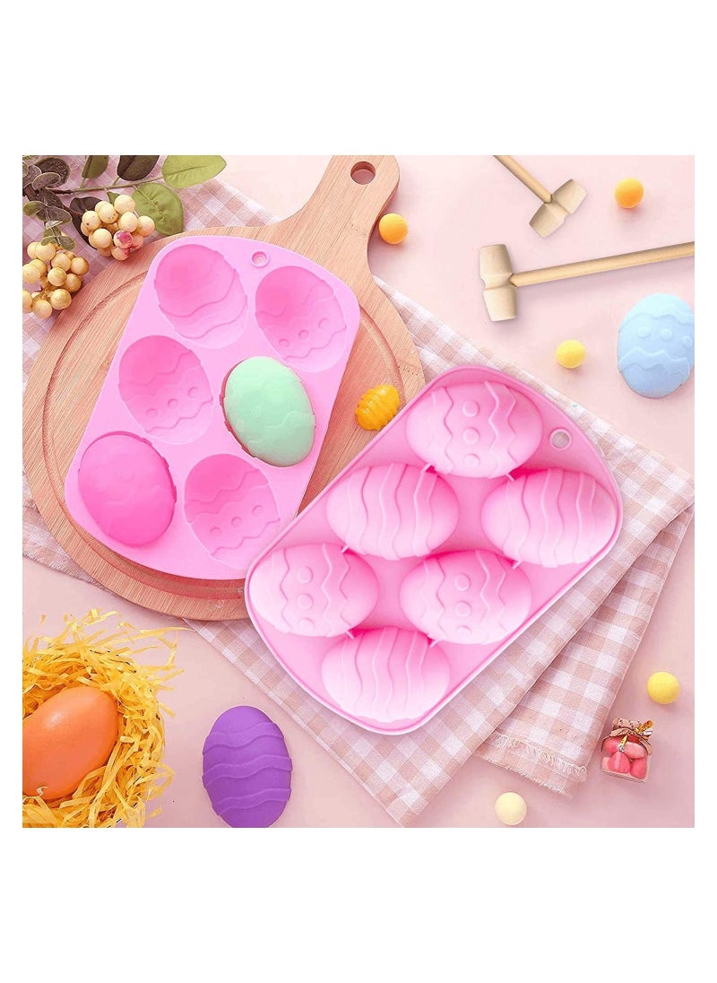 Generic - Eggs Silicone Mold 2 Pcs Chocolate Mold Half Egg Mold with 2 Wooden Hammers Chocolate Egg Mold Candy Cookie Mould Silicone Baking Mold for Party Jelly Ice Cube Chocolate - Image 1