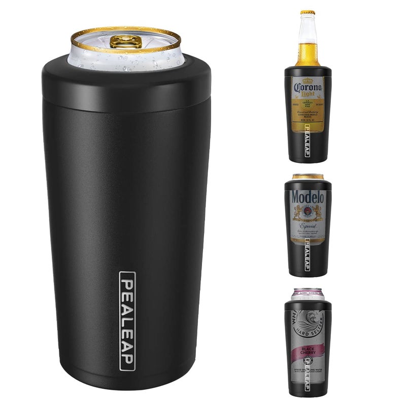 PEALEAP 4 in 1 Insulated Slim Can Cooler for 12 OZ Cans and Beer Bottle - Keep 8 Hours Cold, Easy to Hold - Stainless Steel Can Holder, Double Walled Can Insulator for Hard Seltzer and Etc. - Image 1