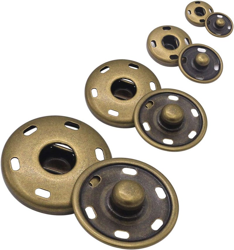 Enosea 55 Sets Sew-on Snap Buttons Metal Snap Fastener Durable Press Studs Buttons for Sewing Clothing, 4 Sizes - Image 1