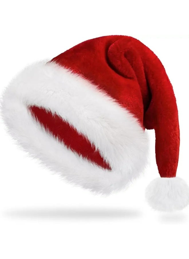 Kandid قبعة سانتا الكلاسيكية 1 قطعة، زينة عيد الميلاد الاحتفالية، مادة قماشية، بدون ريش - Image 1