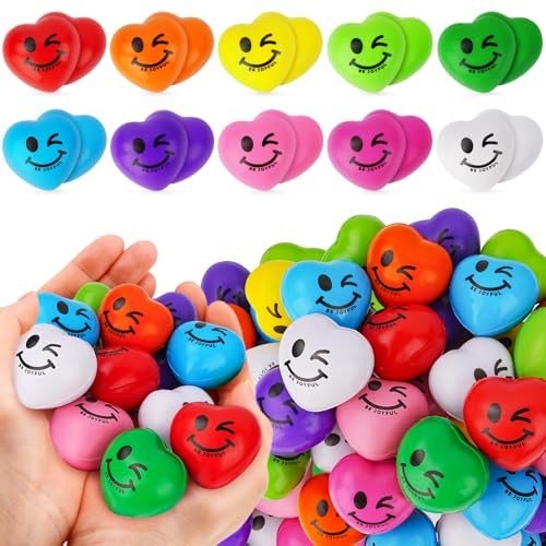 SHQDD Stress Balls 100PCS Heart Stress Balls for Adults Kids Mini Foam Ball Stress Relief Toys Fidget Anxiety Anger Relief at WorkSchoolHome Employee Benefits Student Prizes Party Favors - Image 1