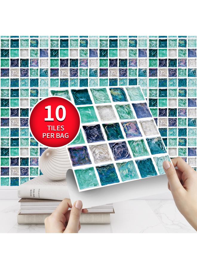 Bluejw 10 Pieces Tile Sticker Fashion Mosaic Tile Stickers Kitchen Waterproof Removable Wall Stickers Bedroom Floor Stickers - Image 2
