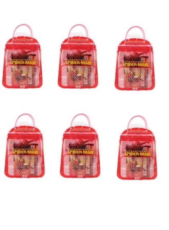 سبايدر مان حقائب أدوات مكتبية بتصميم سبايدرمان، تحتوي على 7 قطع، عبوة من 6 حقائب، مثالية لتوزيعات الحفلات وهدايا العودة لحفلات أعياد الميلاد. - Image 1